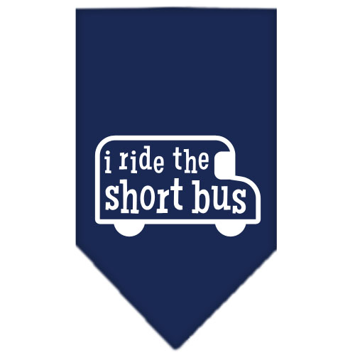 I ride the short bus Screen Print Bandana Navy Blue large